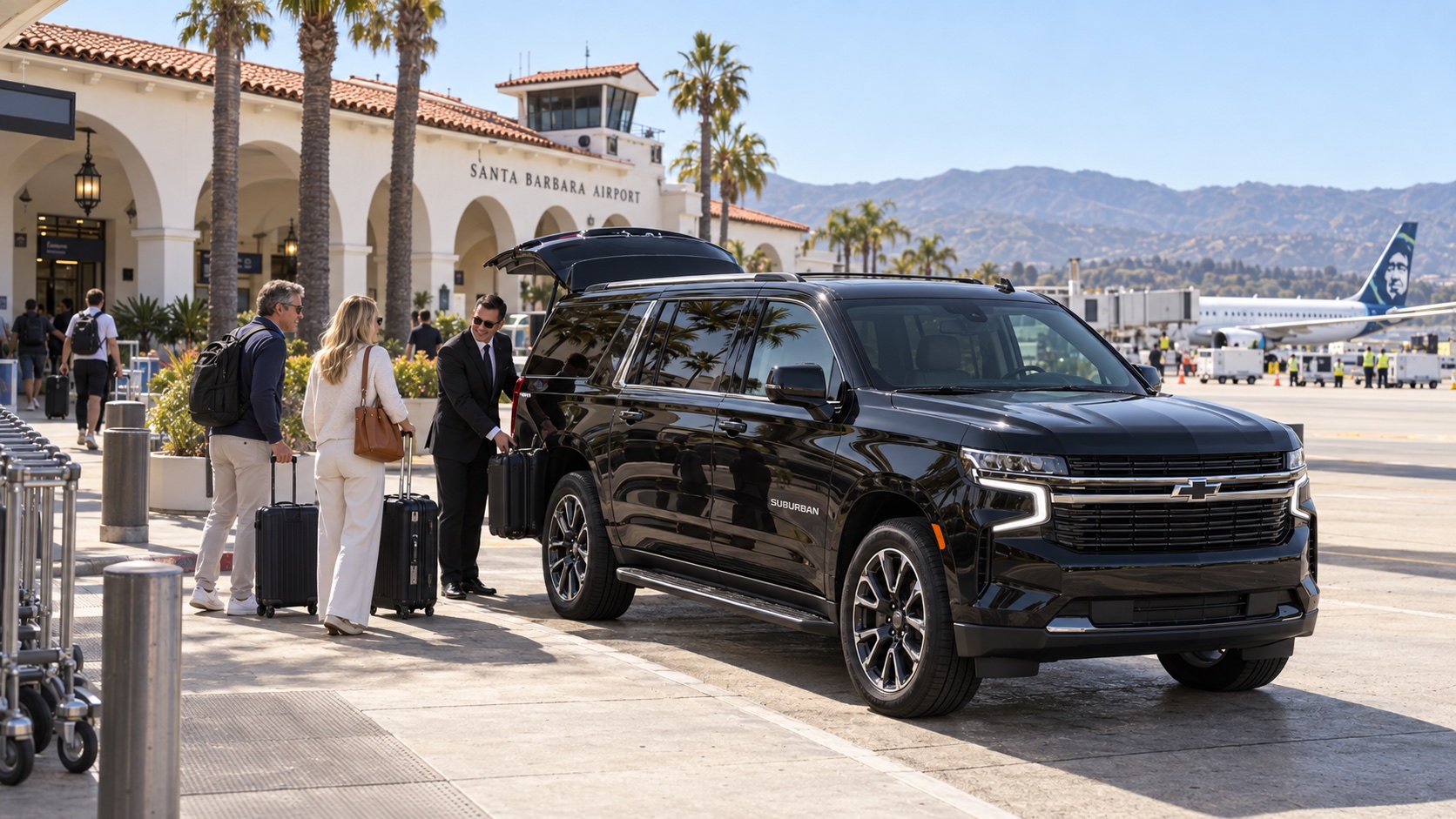 Chevrolet Suburban airport chauffeur pickup in Santa Barbara