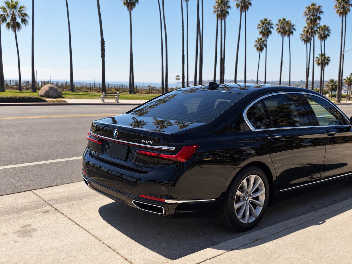 BMW 7 Series wedding chauffeur vehicle in Santa Barbara